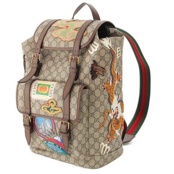 Gucci Handbags - Gucci Supreme Appliqu Backpack GG Courier Beige Soft Patch Tan